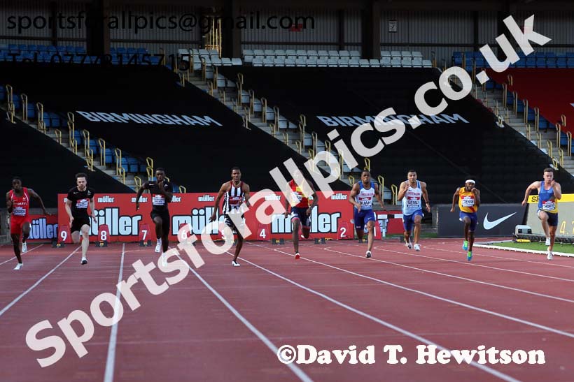 Mens 100 metres, 2019 Muller British Championships, Alexander Stadium, Birmingham. Photo: David T. Hewitson/Sports for All Pics